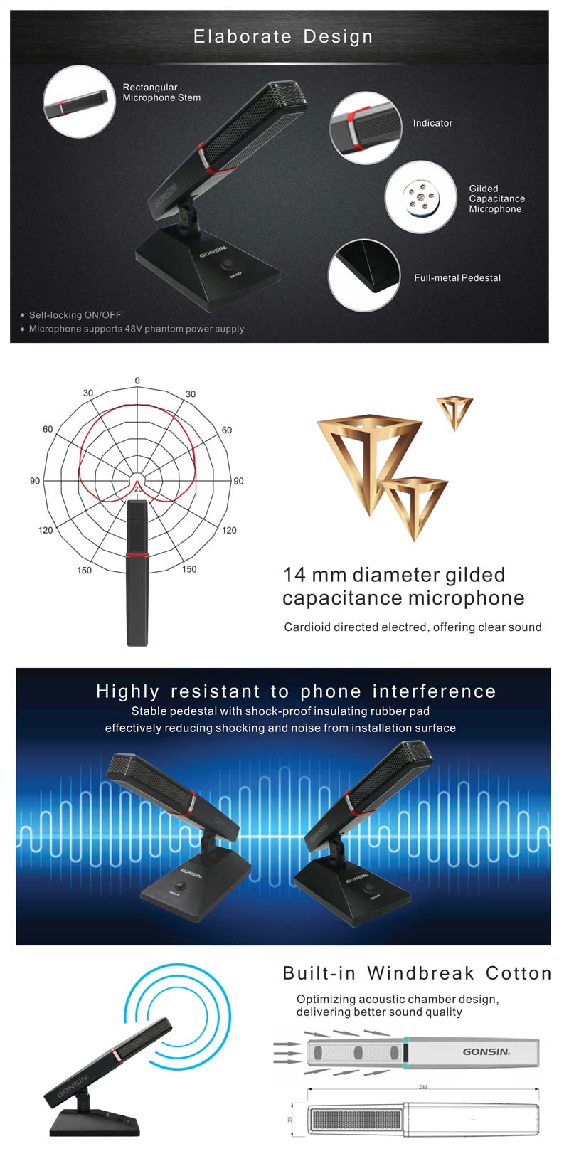 【Rectangular Columnar Short Microphone Mic-240a】Upgrade Your Conference Room' s Level 【Rectangular Columnar Short Microphone Mic-240a】Upgrade Your Conference Room' s Level